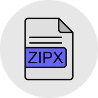 zipx fichier format ligne rempli lumière icône vecteur