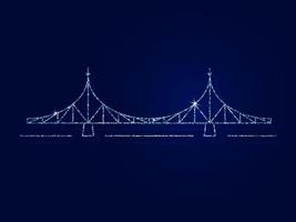 tver est la ville de la russie. le vieux pont est le principal symbole de la ville. illustration vectorielle. fond bleu foncé. vecteur