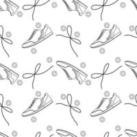 conception de modèle sans couture d'illustration de croquis de chaussure pour hommes. texture noire. fond blanc. dessins pour papiers peints, arrière-plans, couvertures et impressions sur tissu. illustration vectorielle vecteur