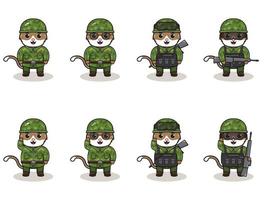 dessin animé mignon de l'armée de chat. vecteur