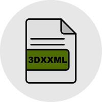 3dxxml fichier format ligne rempli lumière icône vecteur