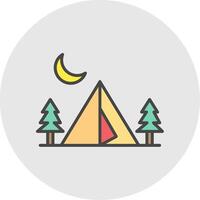 camping zone ligne rempli lumière icône vecteur