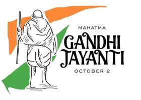 gandhi jayanti est un événement célébré en inde pour marquer l'anniversaire de naissance de mahatma gandhi, dessin vectoriel avec drapeau indien