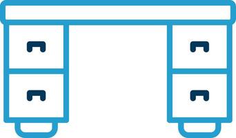 bureau ligne bleu deux Couleur icône vecteur