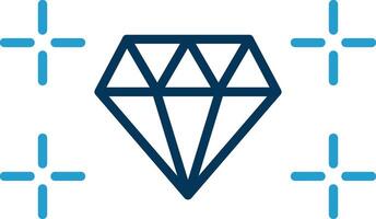 diamant ligne bleu deux Couleur icône vecteur