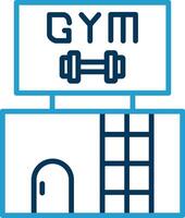 Gym ligne bleu deux Couleur icône vecteur