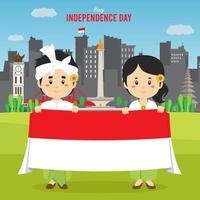 fond plat de la fête de l'indépendance de l'indonésie vecteur