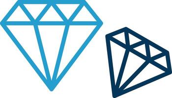 diamant ligne bleu deux Couleur icône vecteur