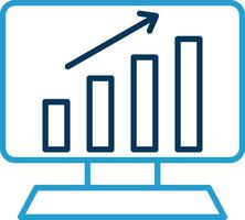 analytique ligne bleu deux Couleur icône vecteur