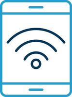 Wifi ligne bleu deux Couleur icône vecteur