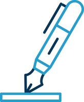 stylo ligne bleu deux Couleur icône vecteur