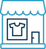 Vêtements magasin ligne bleu deux Couleur icône vecteur