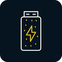 batterie statut ligne Jaune blanc icône vecteur