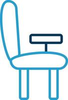 bureau chaise ligne bleu deux Couleur icône vecteur