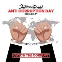 fond de la journée internationale de lutte contre la corruption avec les mains menottées vecteur