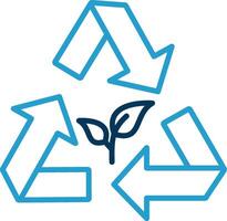 recyclage ligne bleu deux Couleur icône vecteur