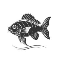 noir silhouette de mer poisson. icône, logo, tatouage. main tiré illustration, esquisser. vecteur