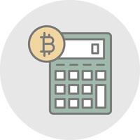 bitcoin calculatrice ligne rempli lumière icône vecteur