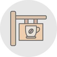café signalisation ligne rempli lumière icône vecteur