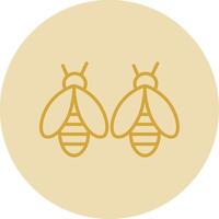 les abeilles ligne Jaune cercle icône vecteur