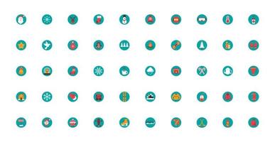 ensemble d'icônes de saison d'hiver vecteur