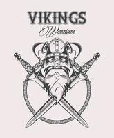 modèle de t-shirt imprimé guerriers vikings vecteur