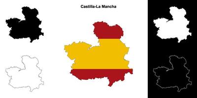 castilla-la mancha contour carte vecteur