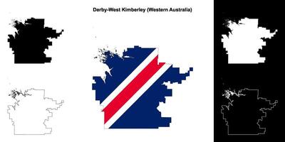 derby-ouest kimberley Vide contour carte ensemble vecteur