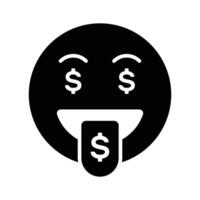 riches emoji conception, glouton expressions, dollar signe sur langue vecteur