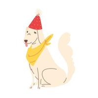 chien avec chapeau de fête vecteur