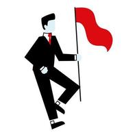 drapeau rouge d'homme d'affaires vecteur