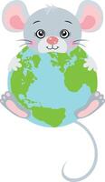 mignonne Souris avec une globe vecteur