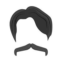 illustration de moustache et cheveux vecteur