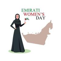 affiche de la journée des femmes émiraties avec femme et carte vecteur