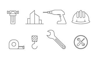 contour la toile Icônes ensemble bâtiment, construction et Accueil réparation outils vecteur