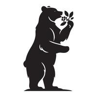 ours silhouette - une ours en mangeant feuilles dans permanent illustration sur une blanc Contexte vecteur