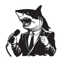 requin avec une microphone illustration vecteur