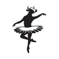 vache logo - ballerine vache dans une tutu illustration dans noir et blanc vecteur
