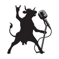 vache silhouette - Roche étoile vache avec une microphone illustration vecteur