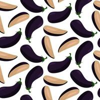 une modèle de entier et réduit de moitié aubergines, montrant brillant violet nuances et biologique formes. il est idéal pour culinaire conception, sur le thème de la nourriture matériaux. sans couture tranché des légumes comme chute Ingrédients vecteur