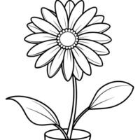 Marguerite fleur plante contour illustration coloration livre page conception, Marguerite fleur plante noir et blanc ligne art dessin coloration livre pages pour les enfants et adultes vecteur