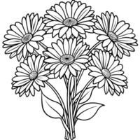gerbera fleur bouquet contour illustration coloration livre page conception, gerbera fleur bouquet noir et blanc ligne art dessin coloration livre pages pour les enfants et adultes vecteur