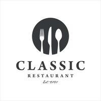 classique restaurant logo conception modèle sur blanc Contexte vecteur