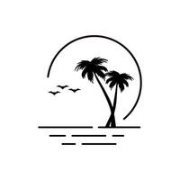 plage avec paume arbre icône logo conception modèle vecteur