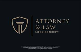 avocat raffermir logo conception concept. pilier avec bouclier conception modèle vecteur