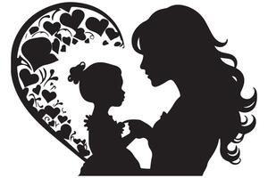 mère et bébé silhouette vecteur