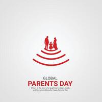 global parents journée. parents journée Créatif les publicités conception juin 1 . social médias affiche, , 3d illustration. vecteur