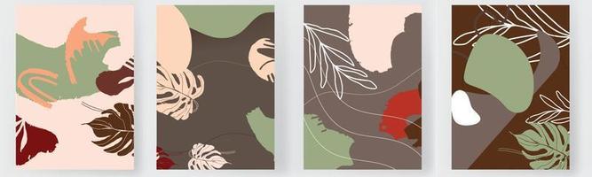 définir des affiches abstraites art papier carte tropicale, affiche, bannière, ligne moderne forme graphique oeuvre décoration nature feuille artiste plante impression bannière conception page illustration vectorielle vecteur