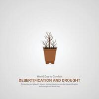 monde journée à combat désertification et sécheresse, monde journée à combat désertification et sécheresse Créatif les publicités. 17 juin, illustration, 3d vecteur