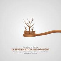 monde journée à combat désertification et sécheresse, monde journée à combat désertification et sécheresse Créatif les publicités. 17 juin, illustration, 3d vecteur